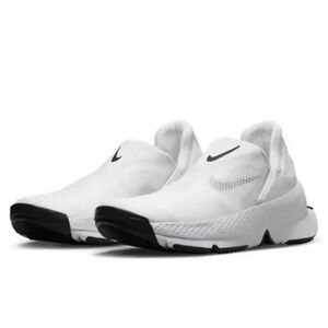 Nike White and Black Slip-On Sneakers